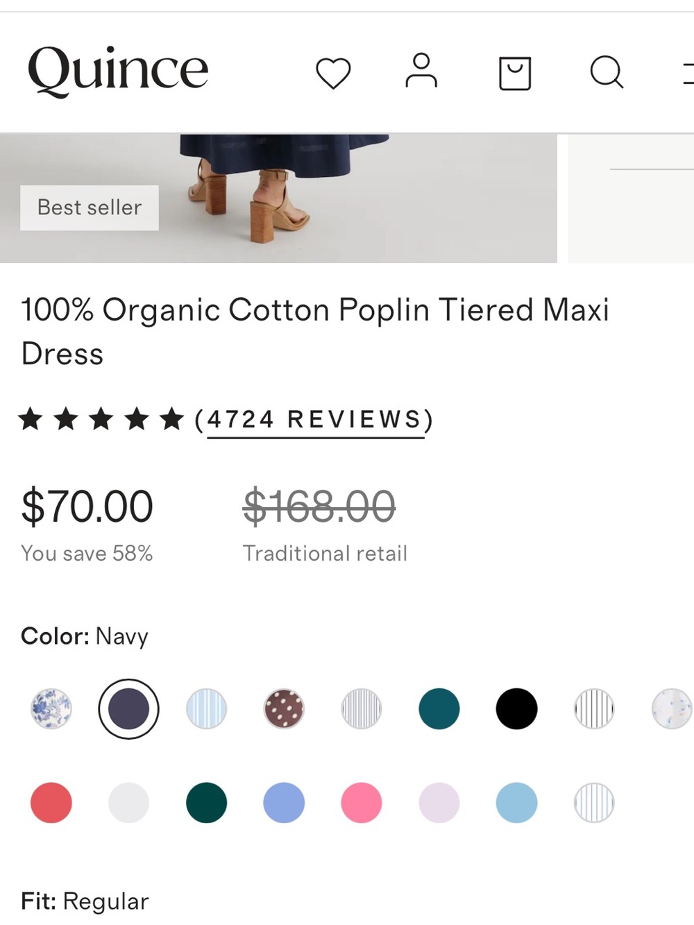 Quince Navy 100% Organic Cotton Poplin Tiered Maxi Dress - Picture 3 of 7